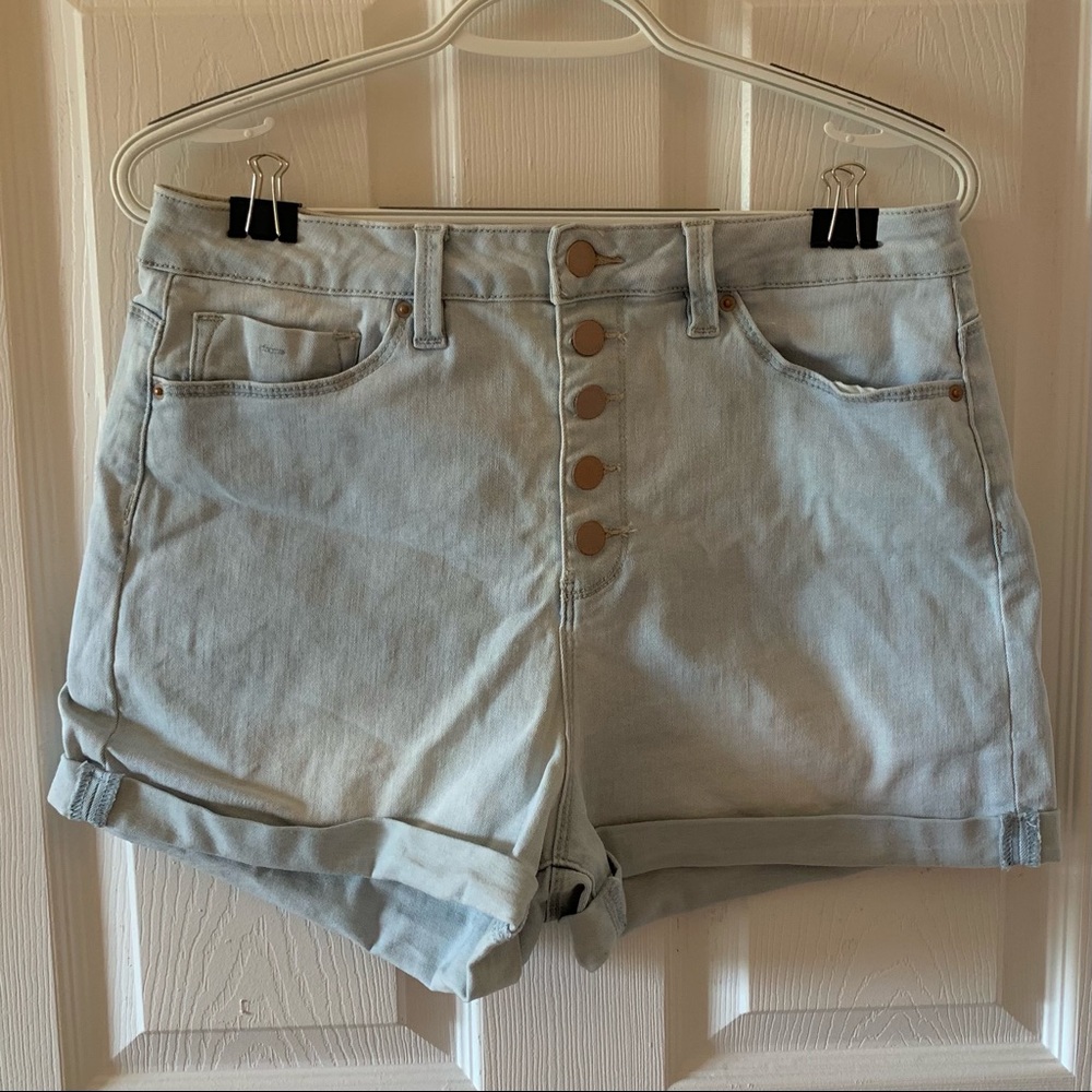 YMI High Rise 5 Button Light Blue Jean Shorts